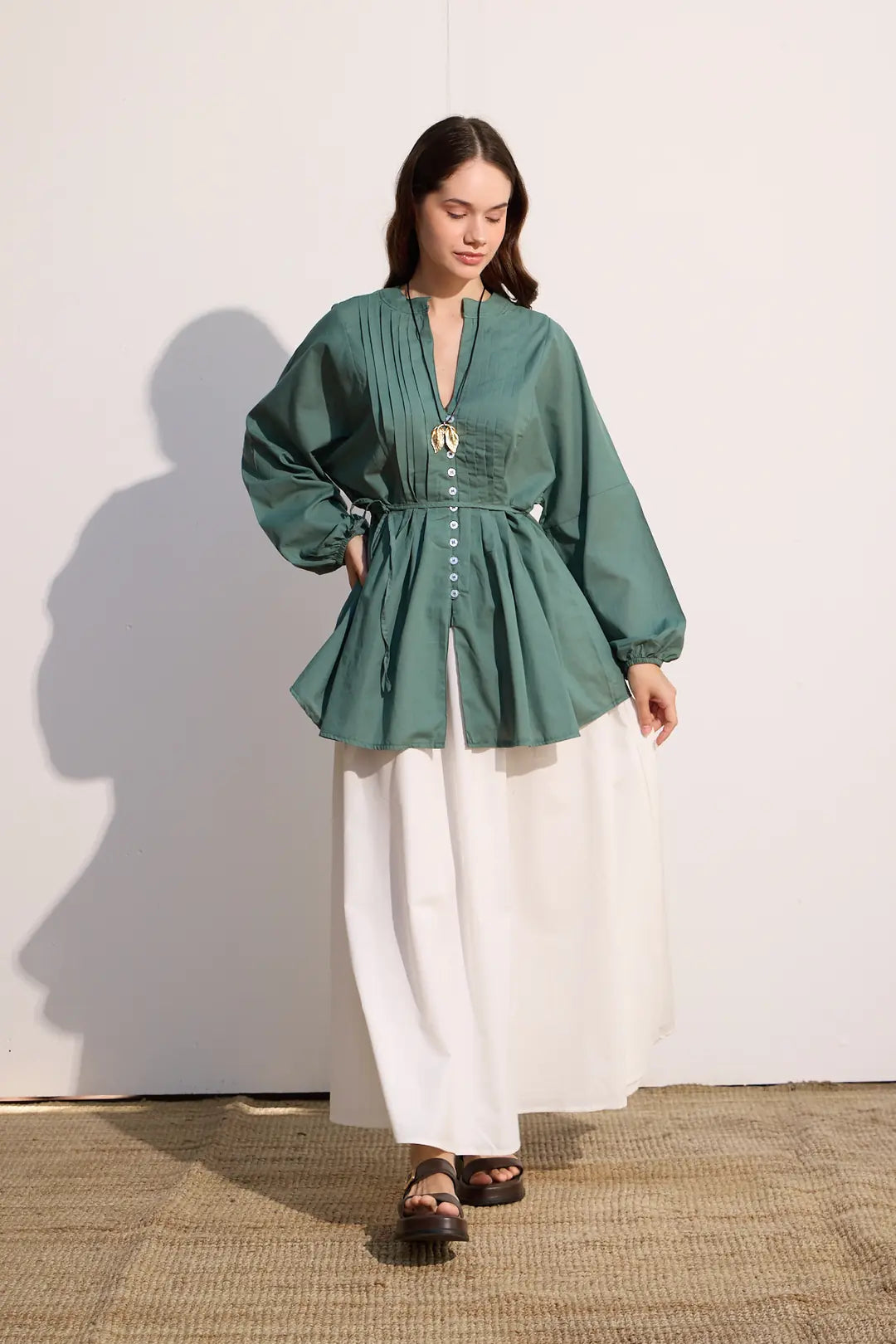 Voile-Bluse mit Biesen-Deko
