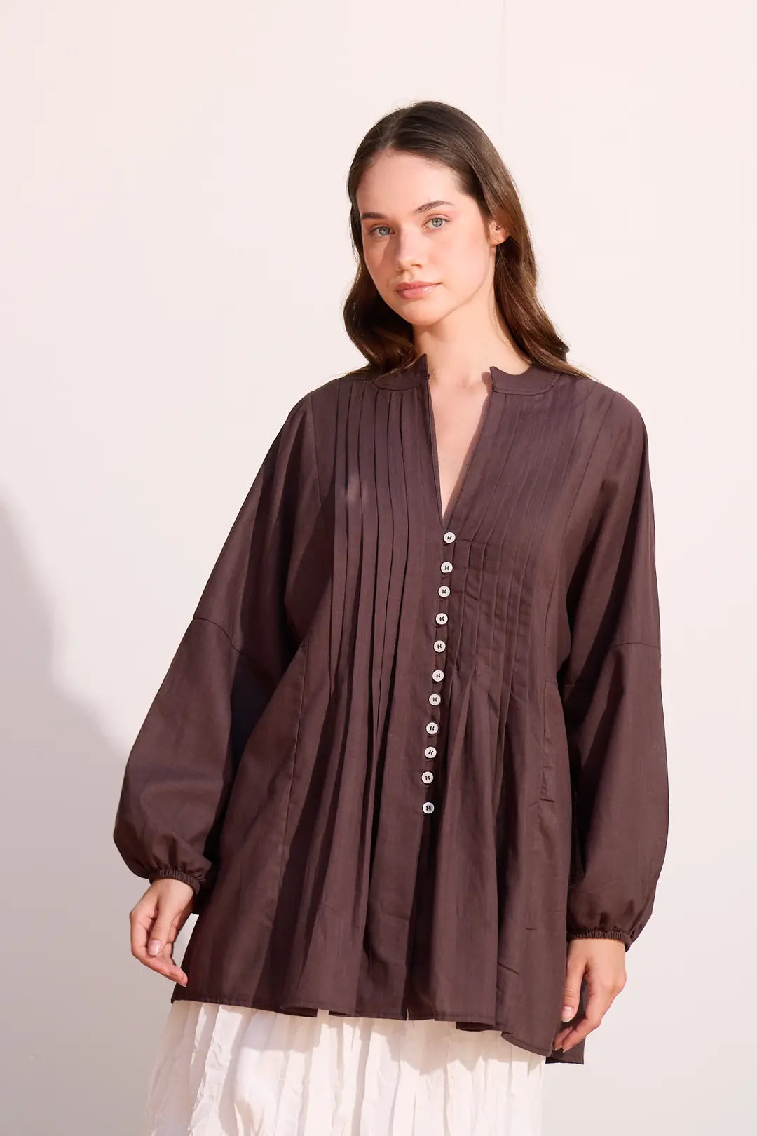 Voile-Bluse mit Biesen-Deko