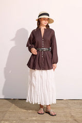 Voile-Bluse mit Biesen-Deko