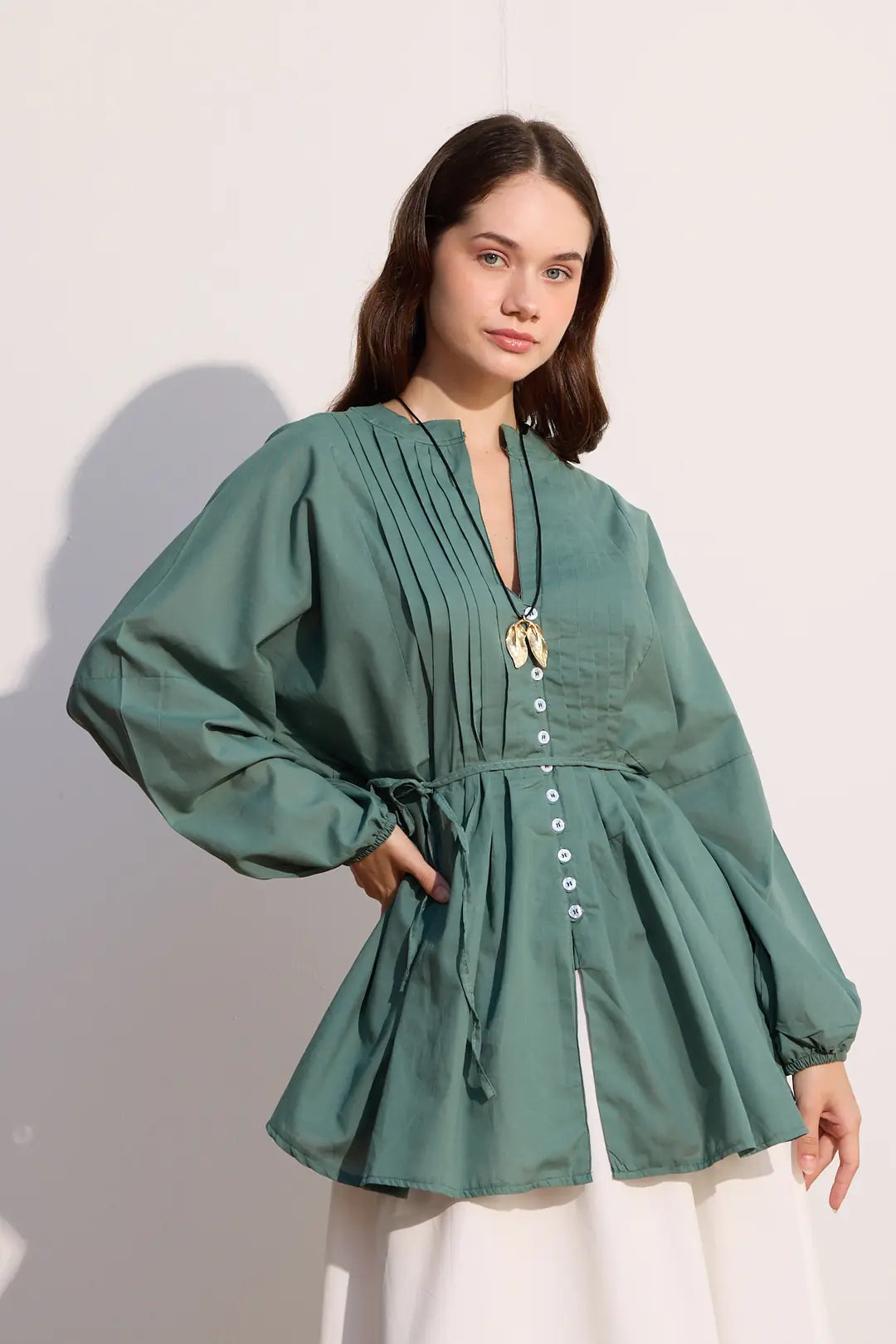 Voile-Bluse mit Biesen-Deko