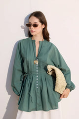 Voile-Bluse mit Biesen-Deko