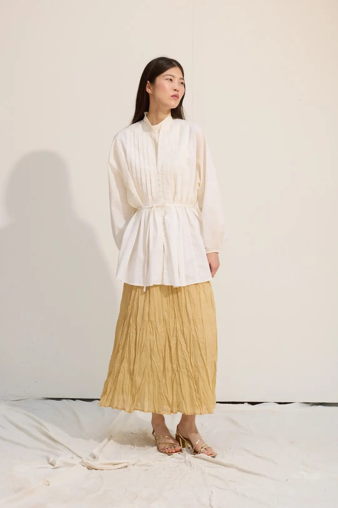 Voile-Bluse mit Biesen-Deko