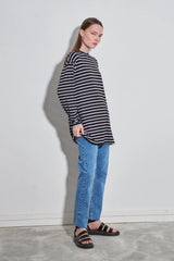 Streifen-Long-Tunika im Loose-Fit 80 cm