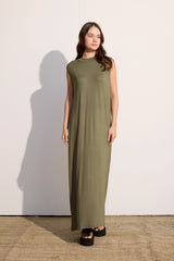 Ärmelloses Basic Maxikleid aus Baumwolle