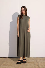 Ärmelloses Basic Maxikleid aus Baumwolle