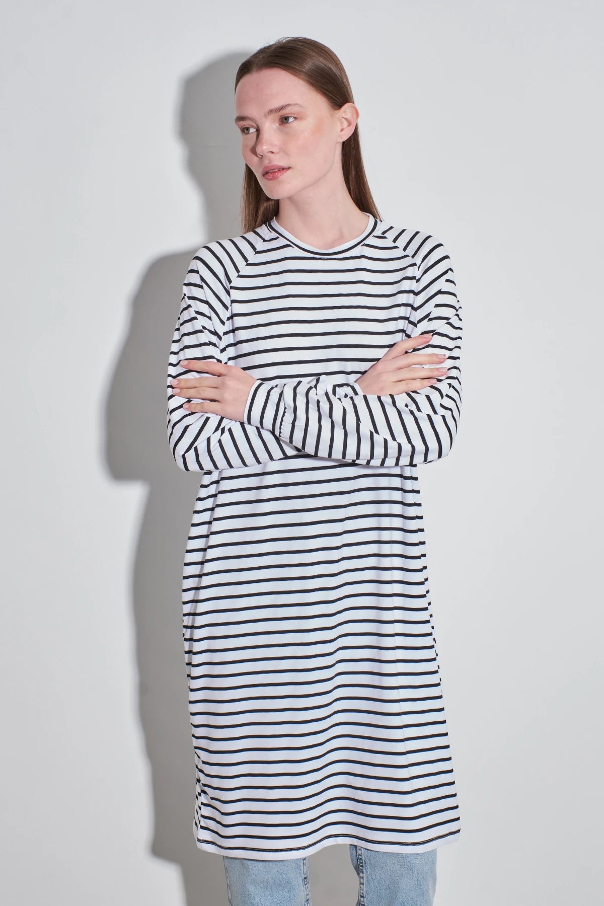 Streifen-Long-Tunika im Loose-Fit 100cm