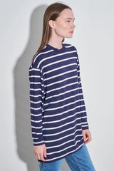 Streifen-Long-Tunika im Loose-Fit 80 cm