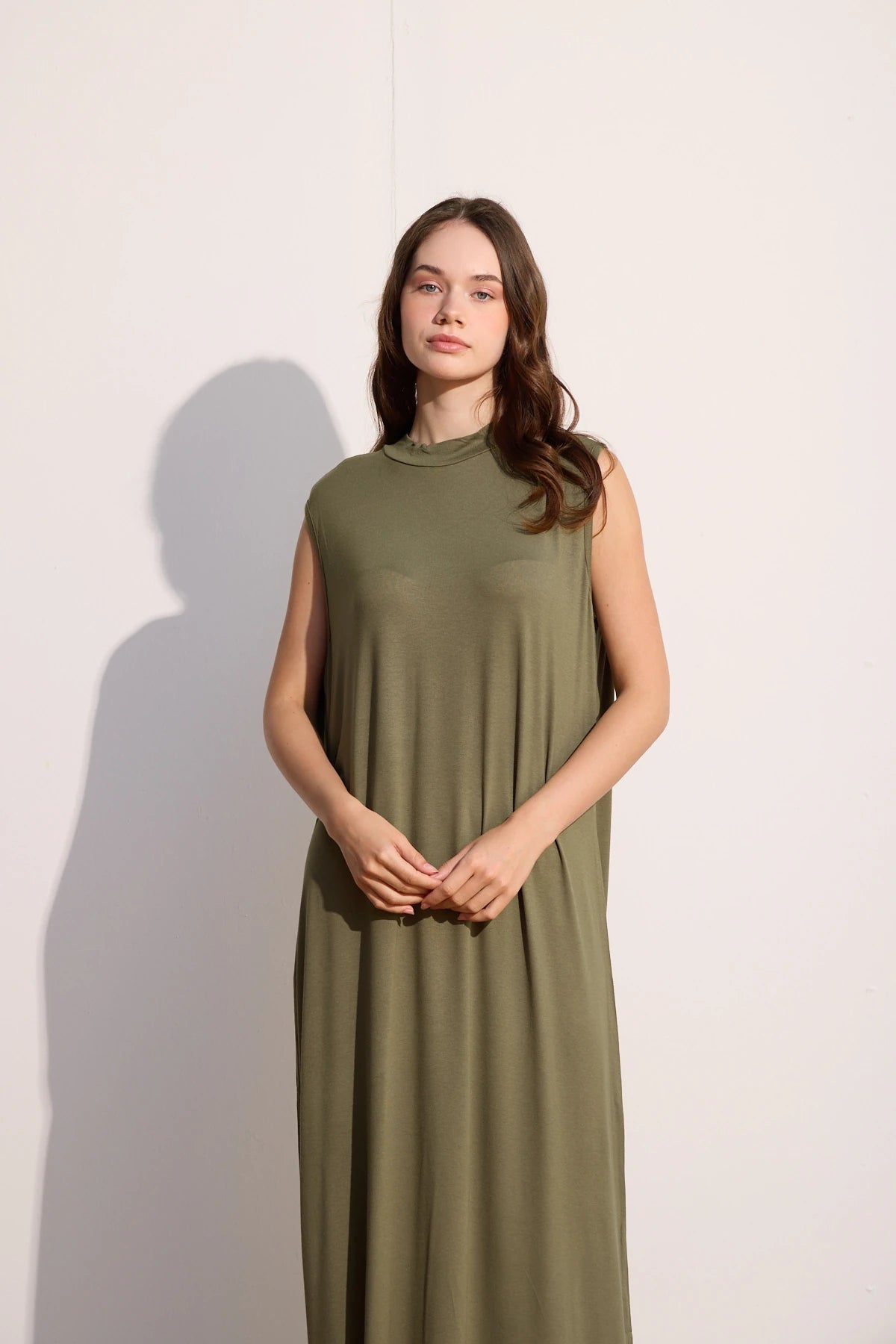 Ärmelloses Basic Maxikleid aus Baumwolle