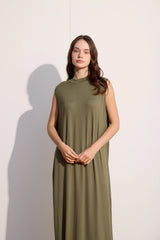 Ärmelloses Basic Maxikleid aus Baumwolle