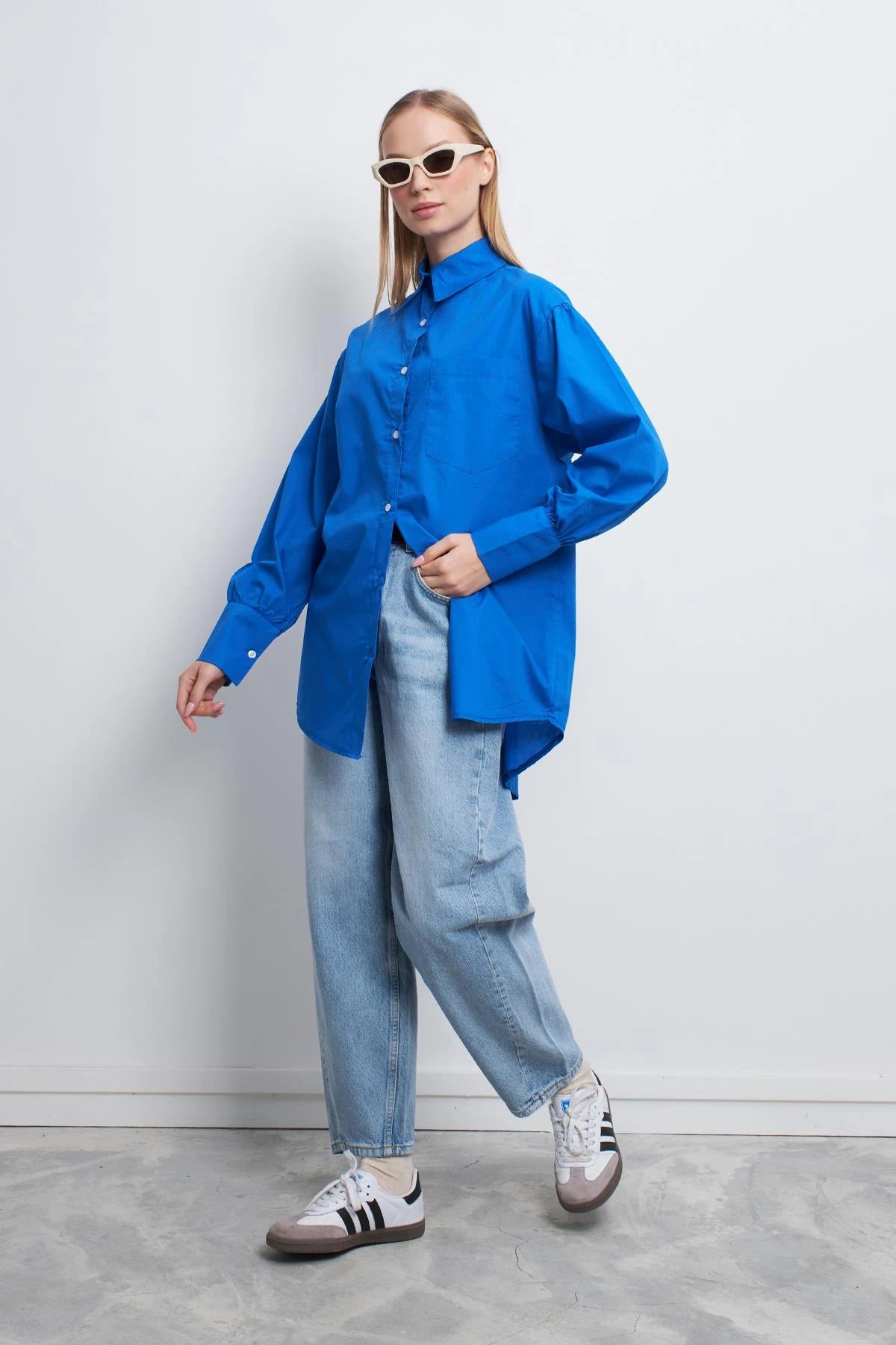 Gestreifte Boyfriend-Bluse aus Baumwolle