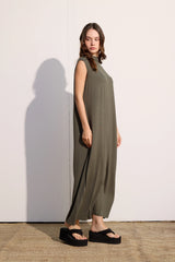 Ärmelloses Basic Maxikleid aus Baumwolle