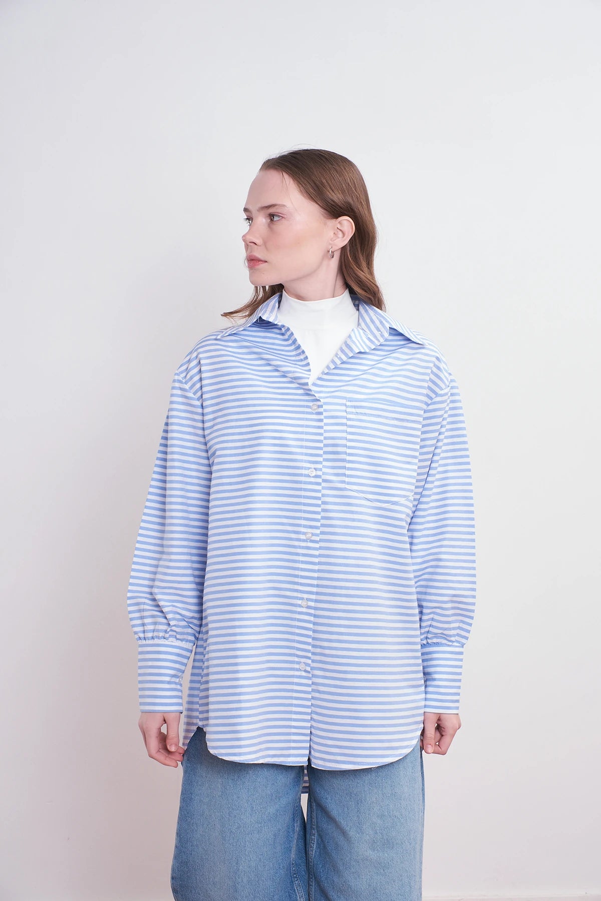 Gestreifte Boyfriend-Bluse aus Baumwolle