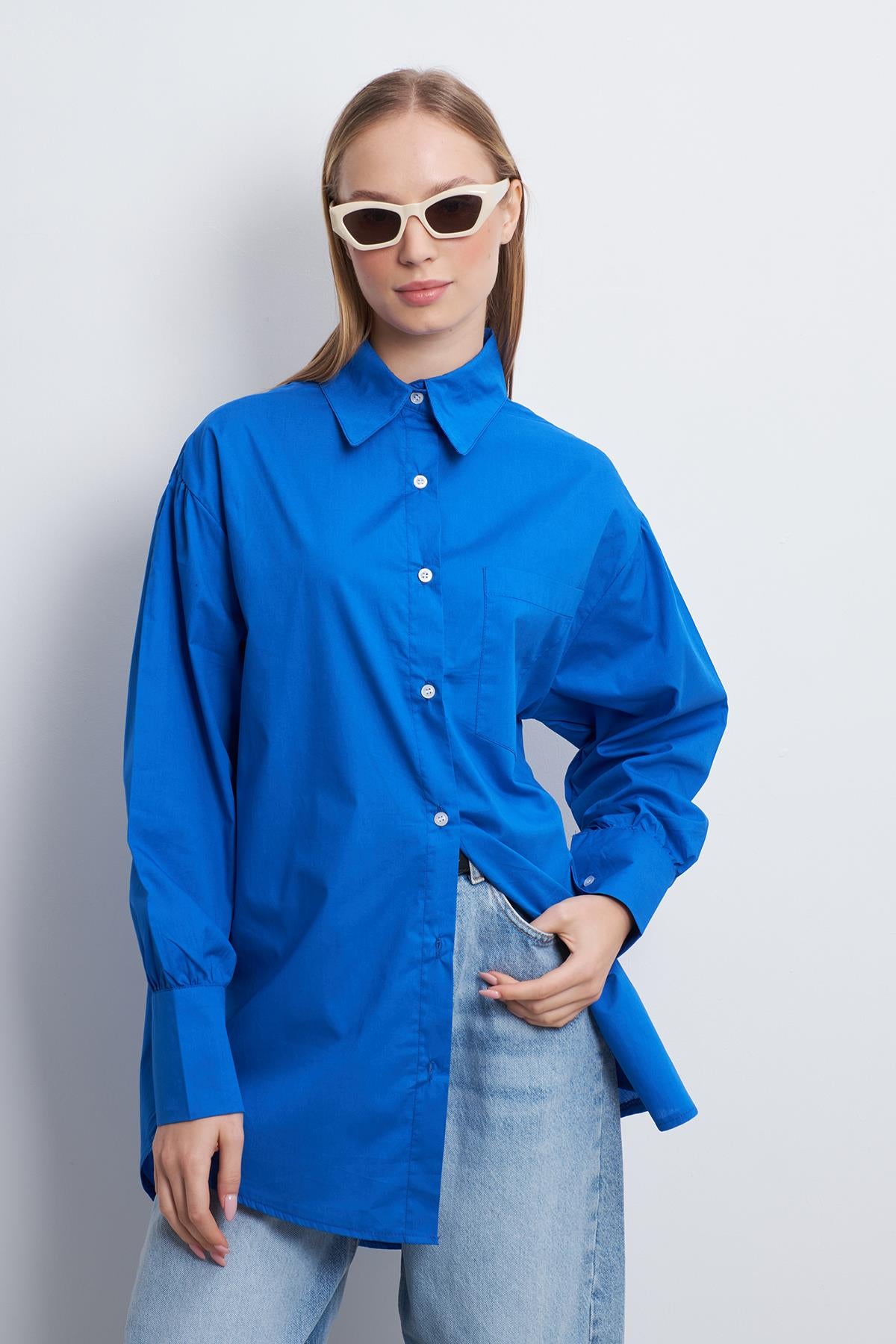Gestreifte Boyfriend-Bluse aus Baumwolle