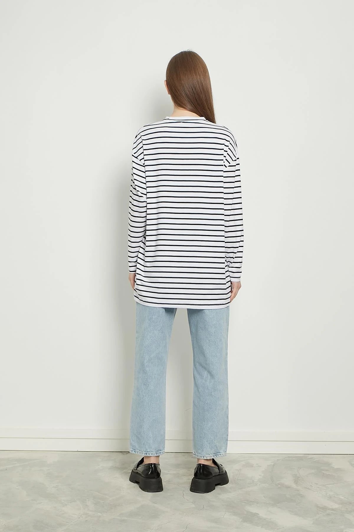 Streifen-Long-Tunika im Loose-Fit 80 cm