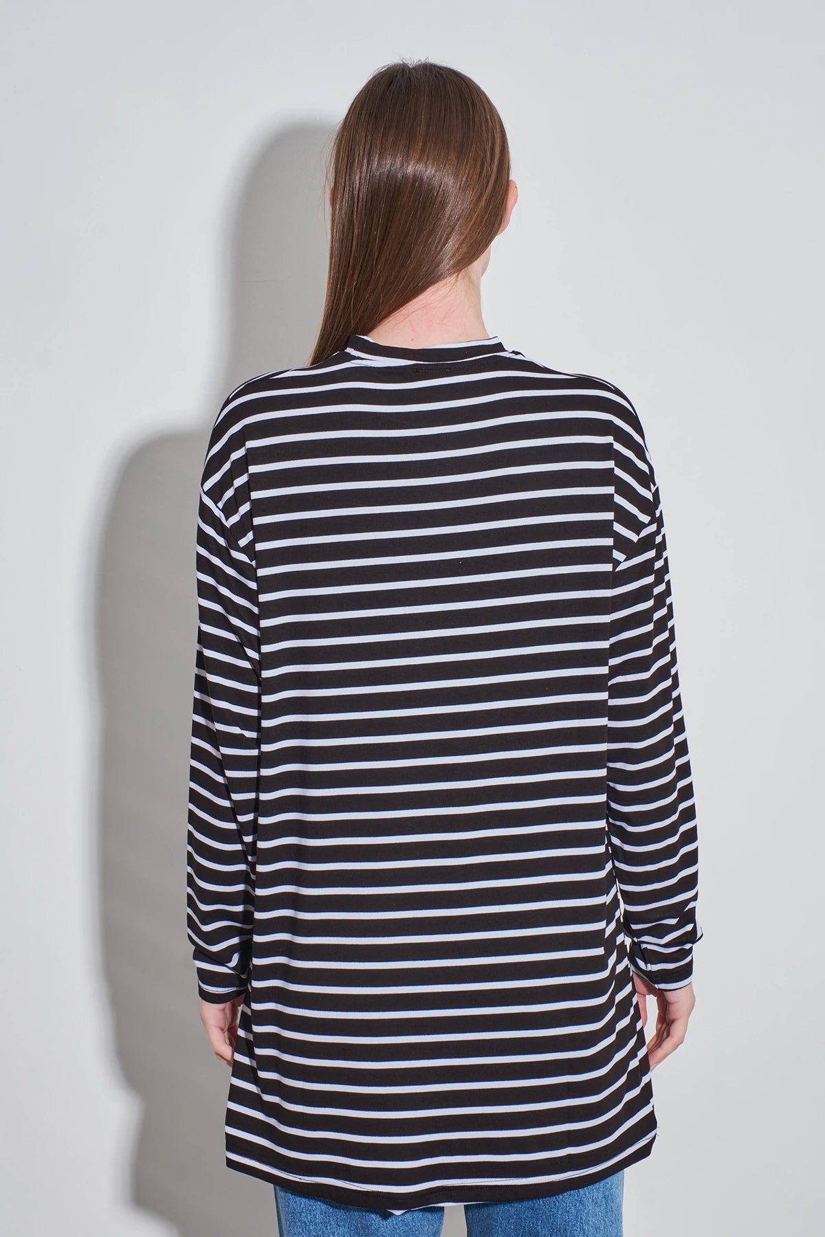 Streifen-Long-Tunika im Loose-Fit 80 cm