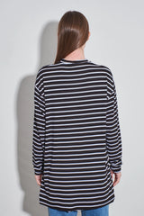 Streifen-Long-Tunika im Loose-Fit 80 cm