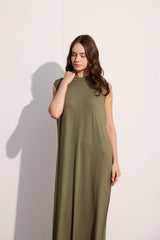 Ärmelloses Basic Maxikleid aus Baumwolle
