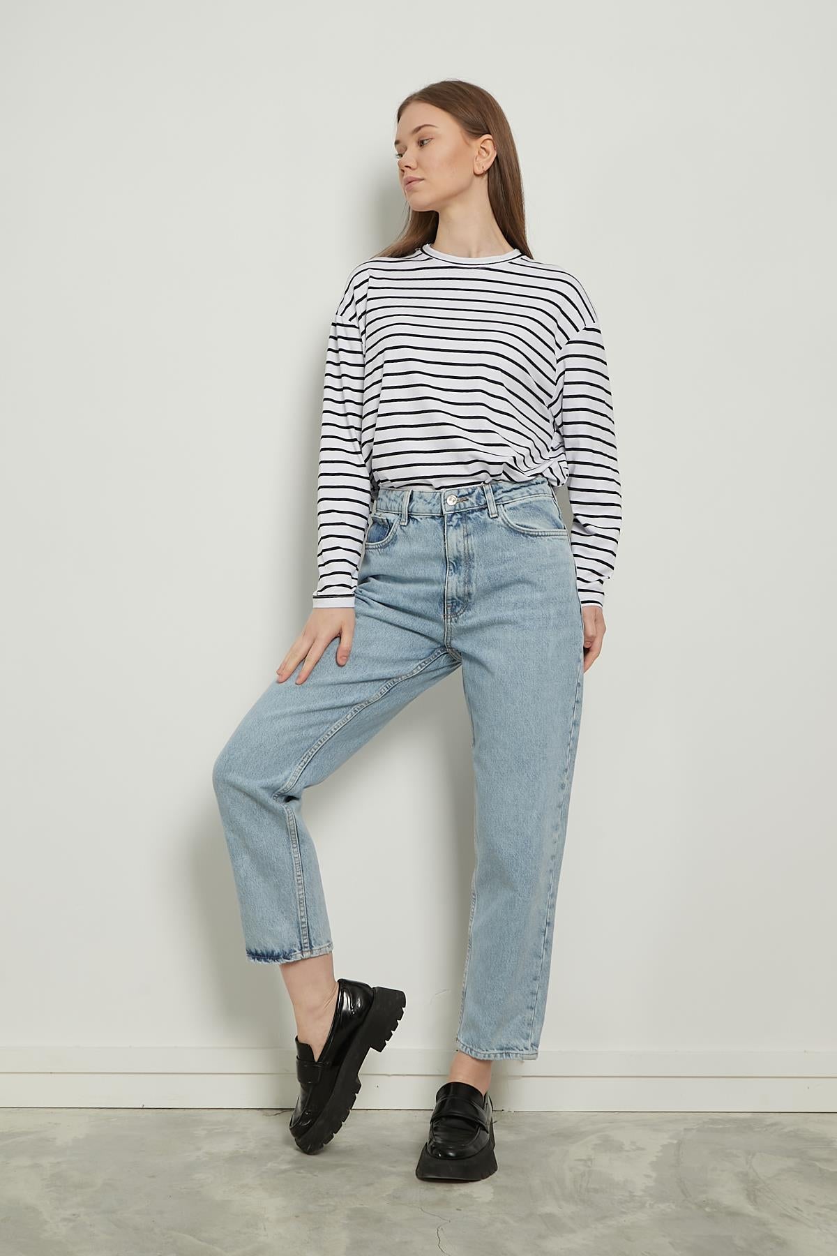 Streifen-Long-Tunika im Loose-Fit 80 cm