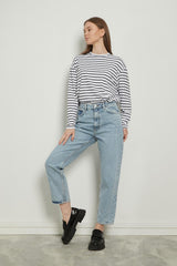 Streifen-Long-Tunika im Loose-Fit 80 cm