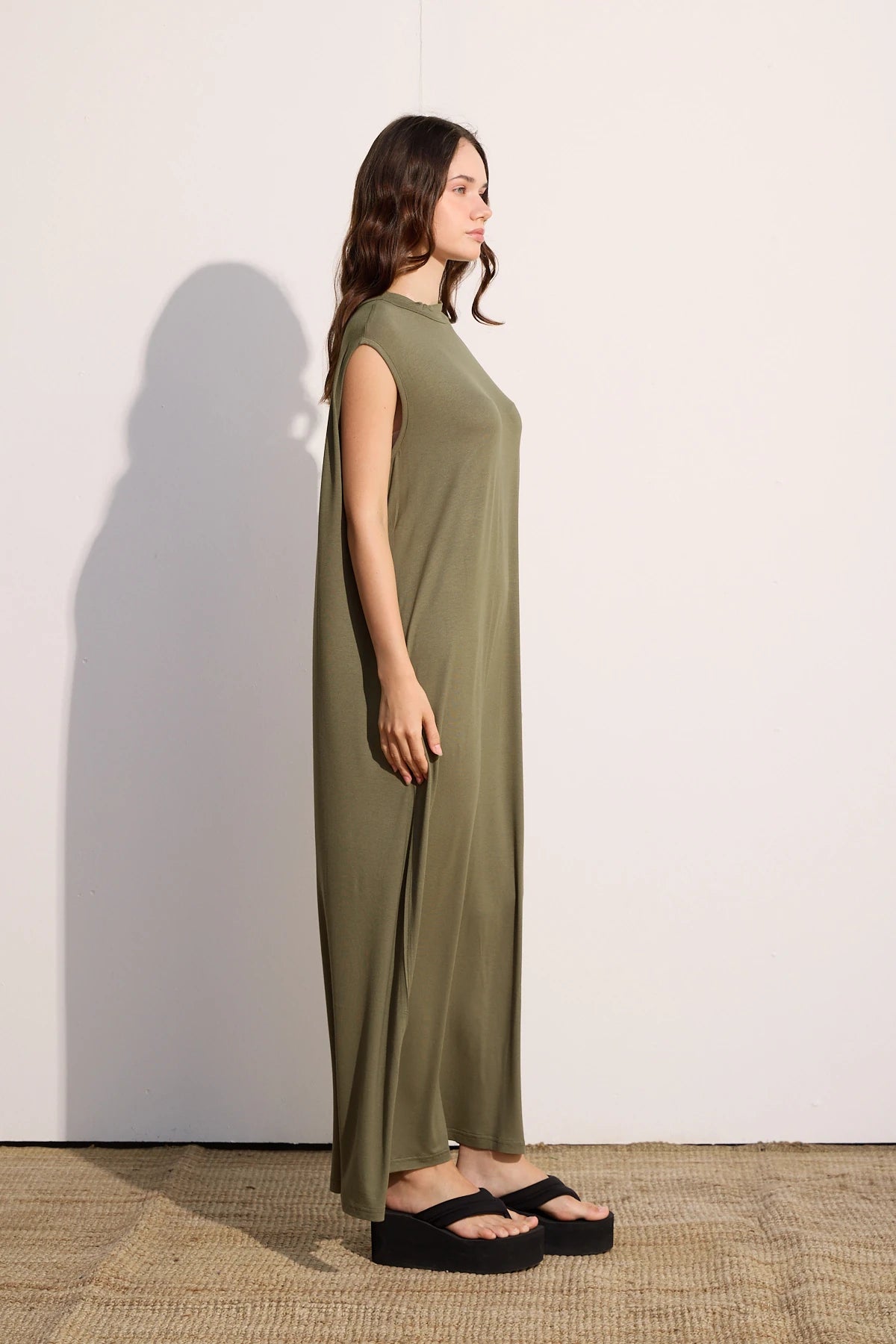 Ärmelloses Basic Maxikleid aus Baumwolle