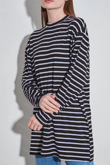 Streifen-Long-Tunika im Loose-Fit 80 cm