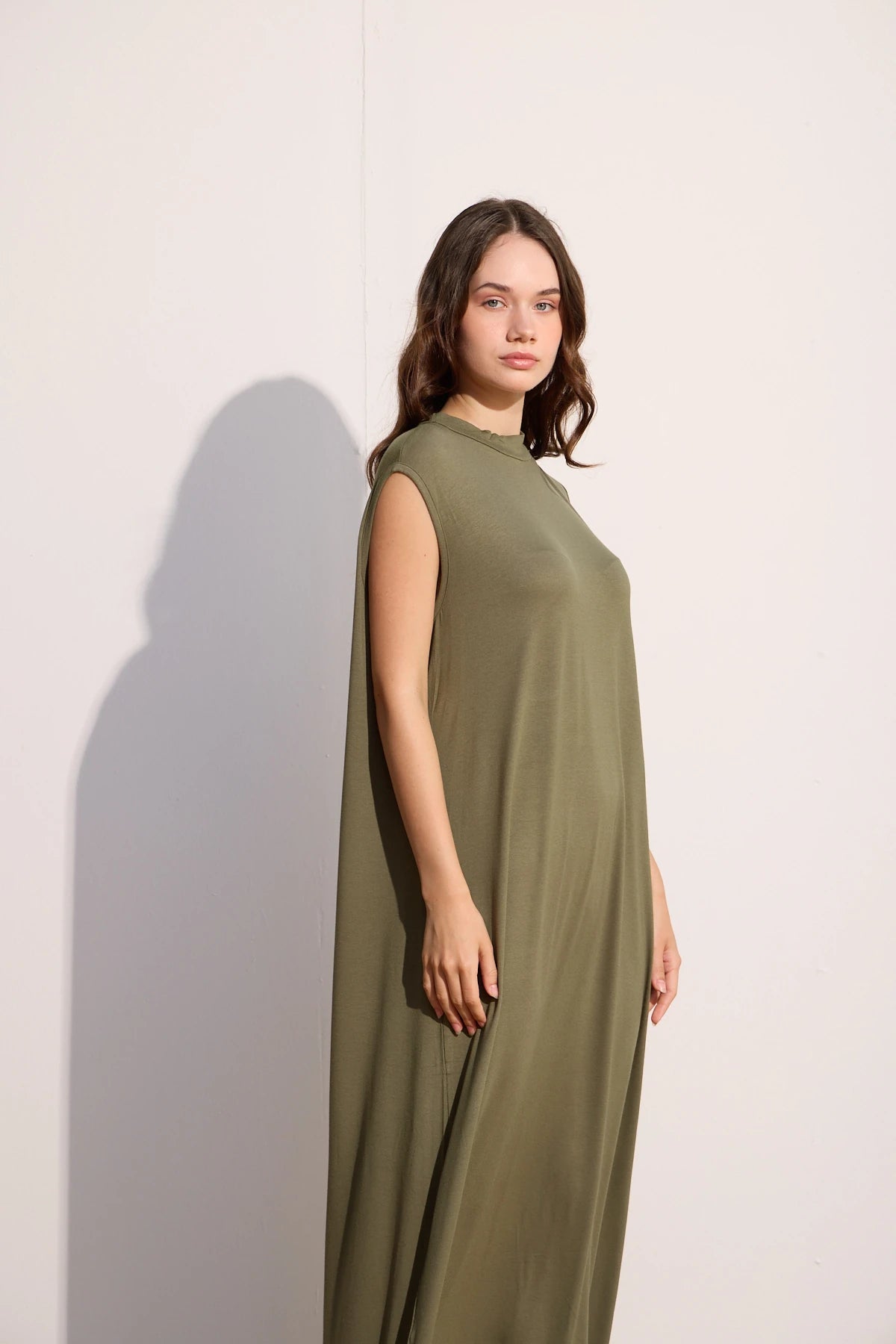 Ärmelloses Basic Maxikleid aus Baumwolle
