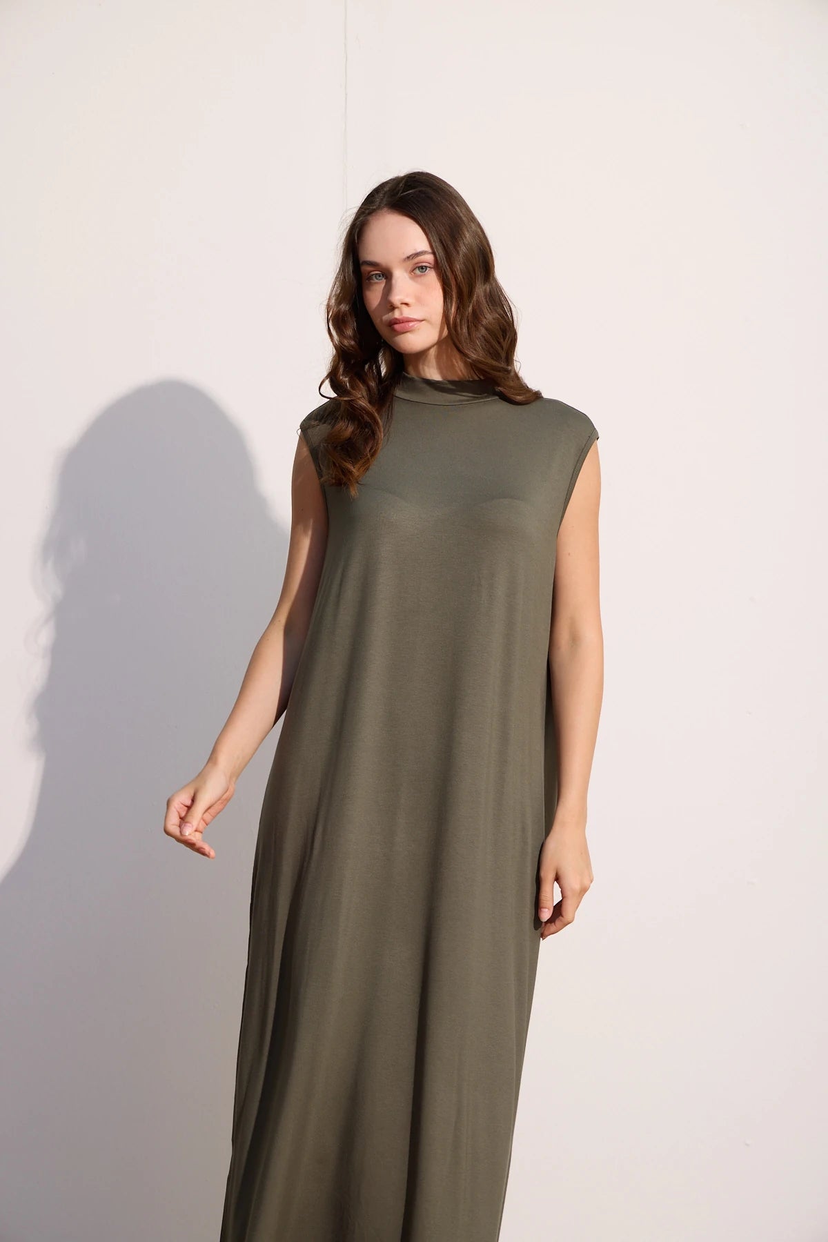 Ärmelloses Basic Maxikleid aus Baumwolle