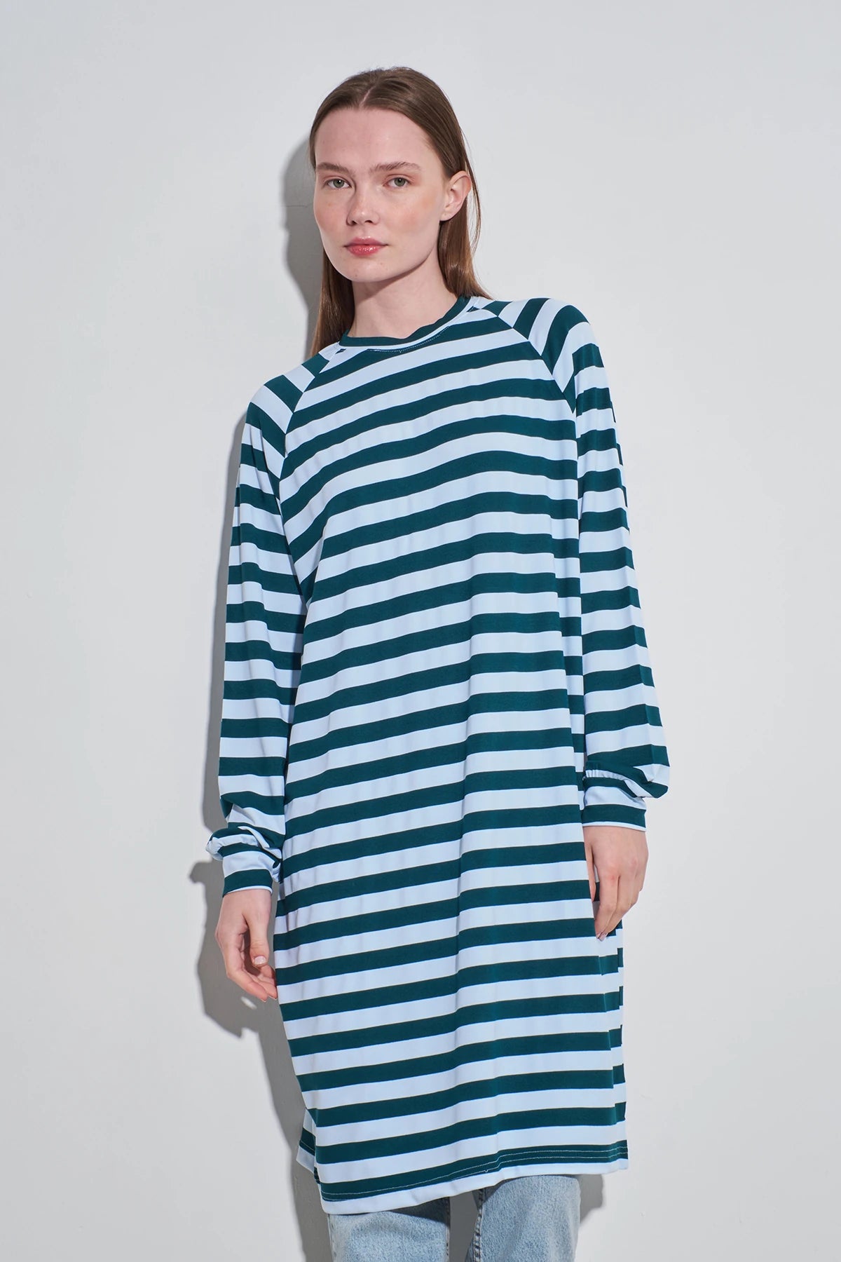Streifen-Long-Tunika im Loose-Fit 100cm