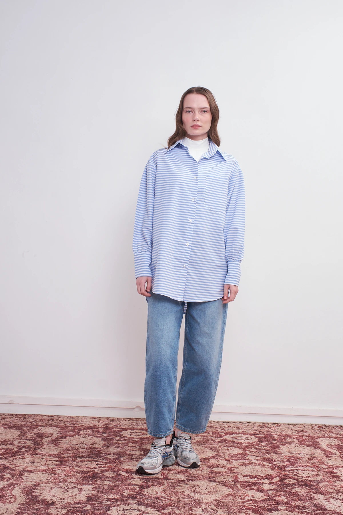 Gestreifte Boyfriend-Bluse aus Baumwolle