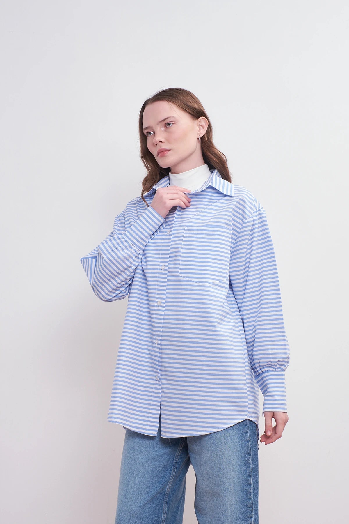 Gestreifte Boyfriend-Bluse aus Baumwolle