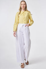 Wide-Leg-Hose mit High-Waist und Kordelgürtel