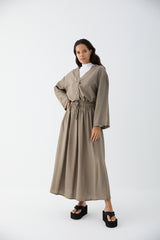 Kurze Tencel-Jacke mit Knöpfen