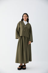 Kurze Tencel-Jacke mit Knöpfen