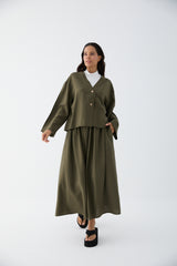 Kurze Tencel-Jacke mit Knöpfen