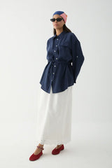 Tencel-Bluse mit verstellbarem Taillenzug und Brusttasche