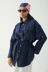 Tencel-Bluse mit verstellbarem Taillenzug und Brusttasche