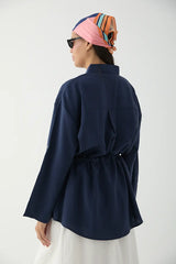 Tencel-Bluse mit verstellbarem Taillenzug und Brusttasche