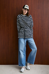 Basic-Sweatshirt mit Taillengürtel