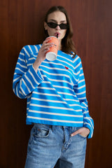 Gestreiftes Sweatshirt mit Schal-Detail