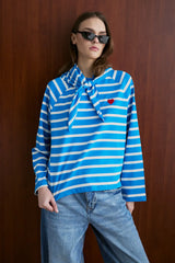 Gestreiftes Sweatshirt mit Schal-Detail