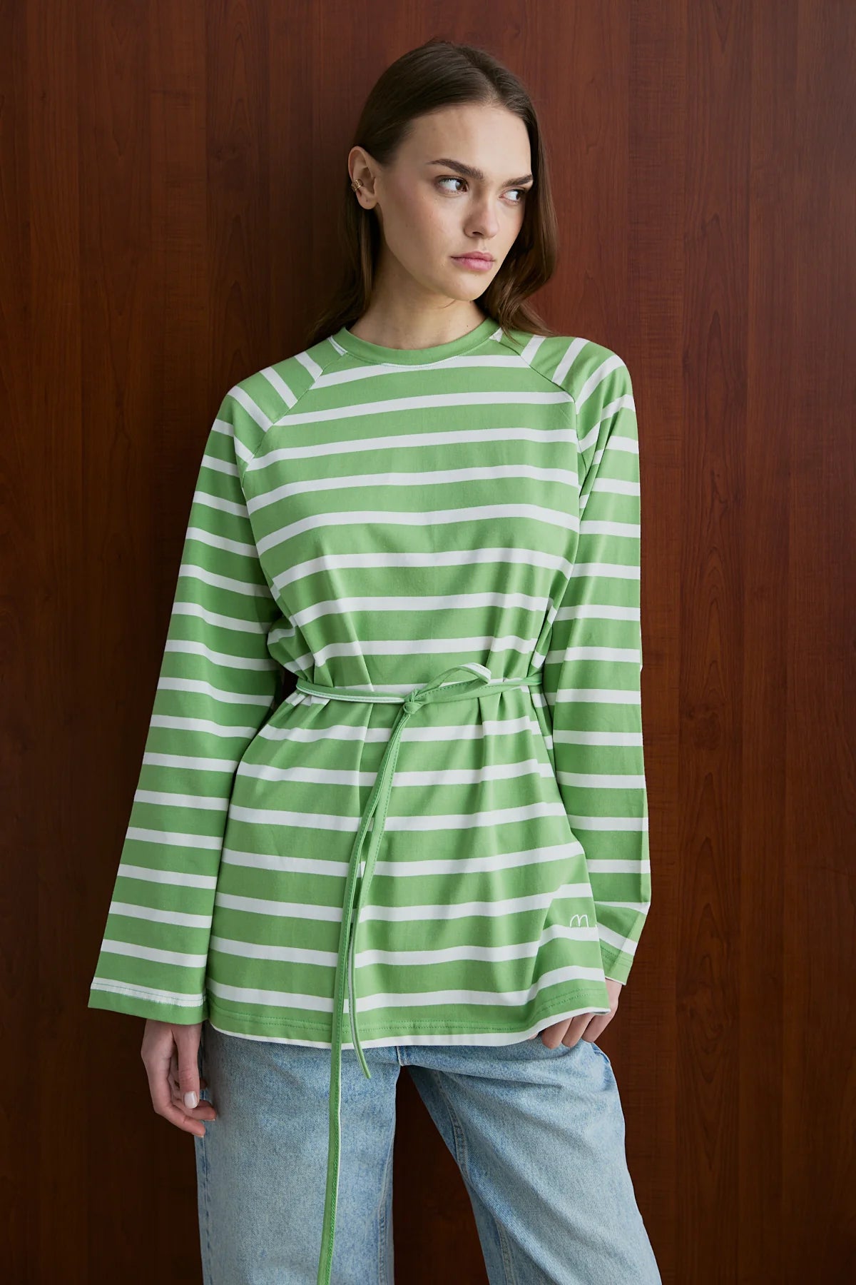 Basic-Sweatshirt mit Taillengürtel