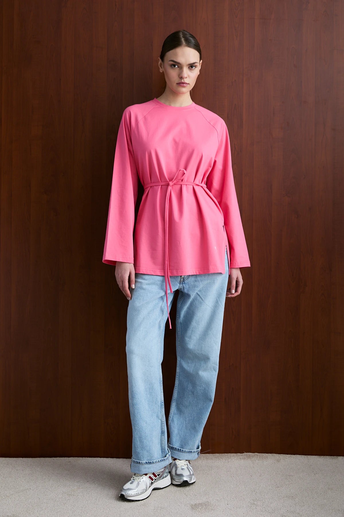 Basic-Sweatshirt mit Taillengürtel