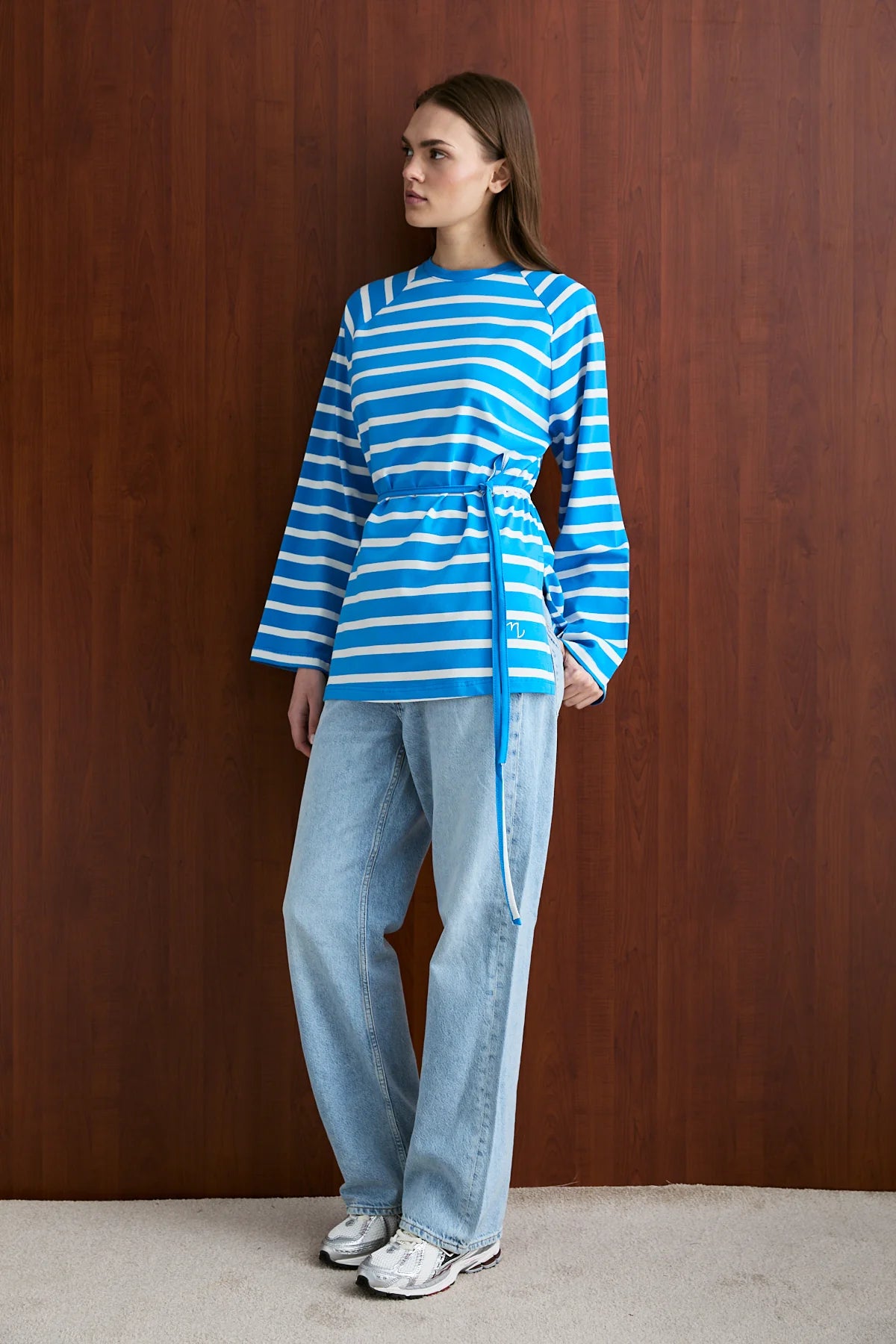 Basic-Sweatshirt mit Taillengürtel