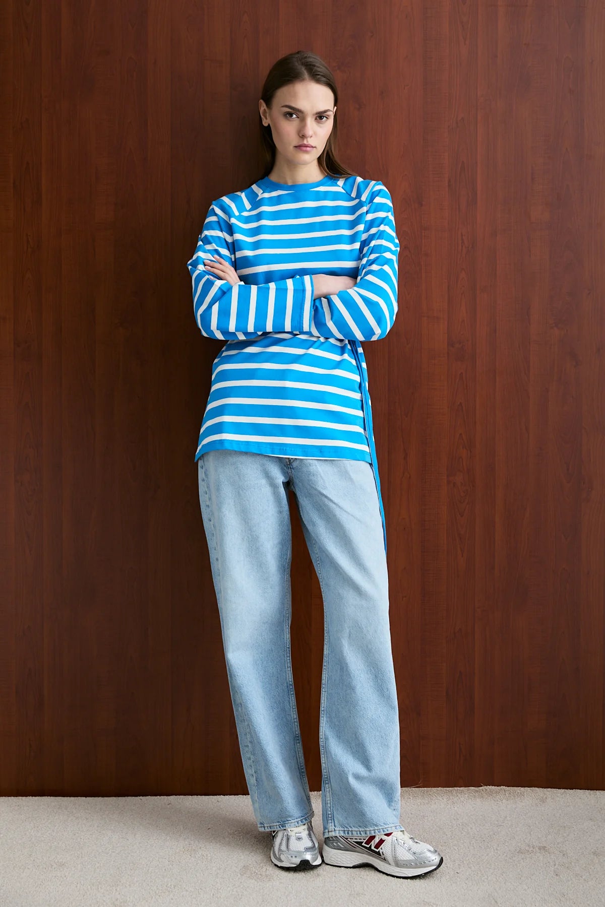 Basic-Sweatshirt mit Taillengürtel