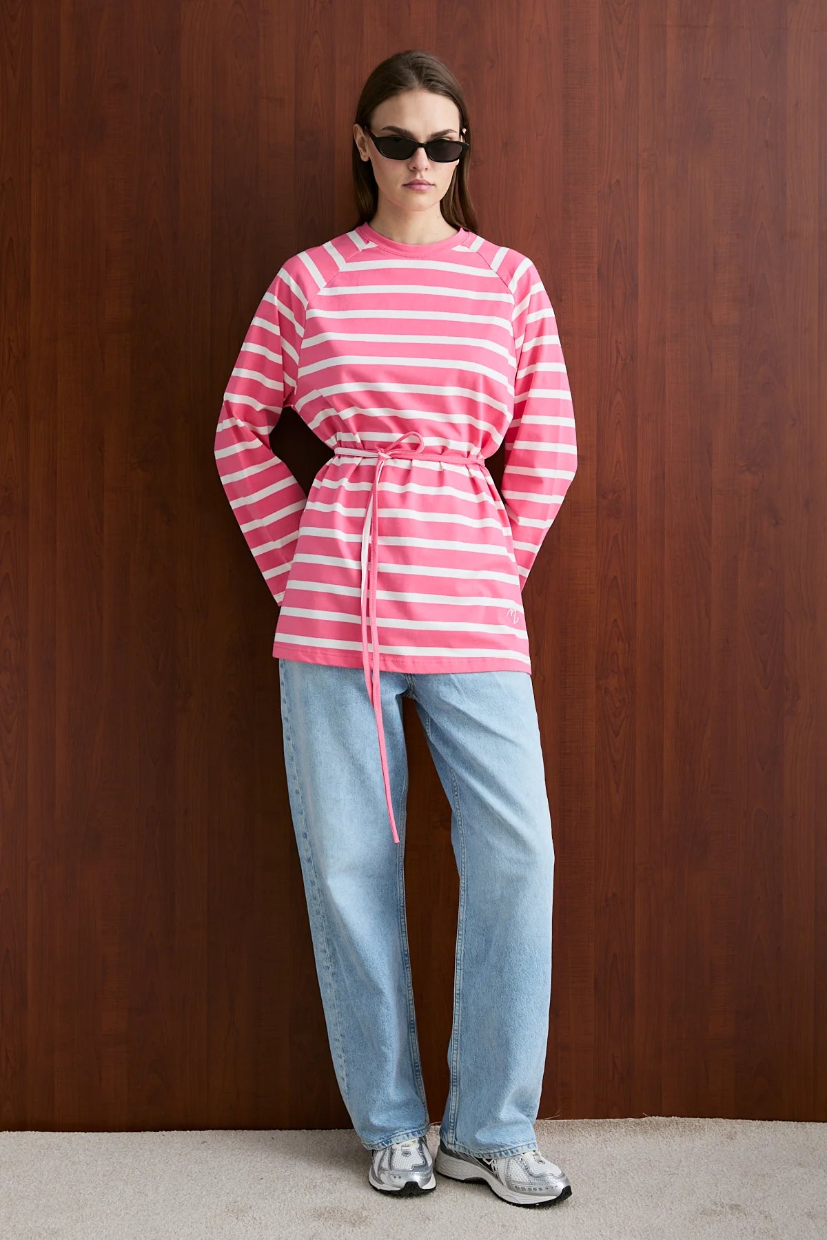 Basic-Sweatshirt mit Taillengürtel