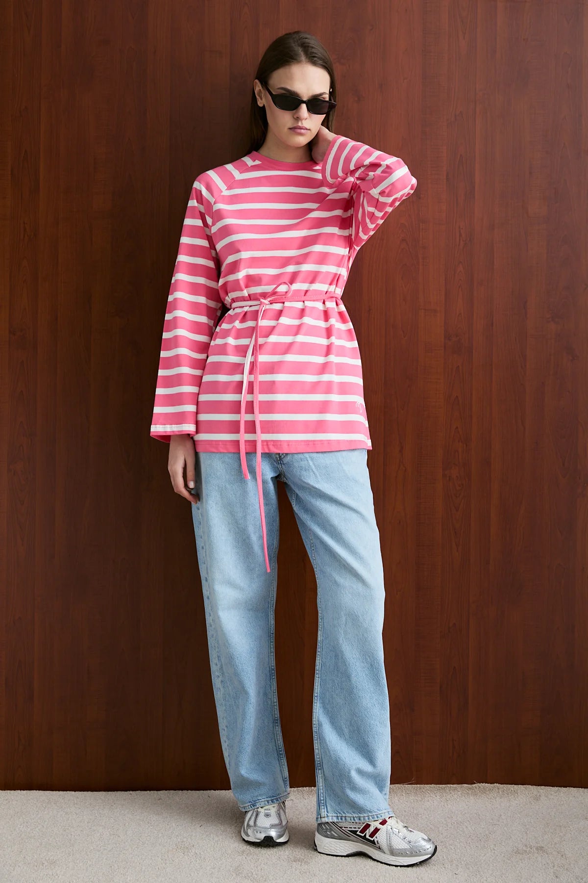 Basic-Sweatshirt mit Taillengürtel