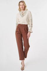 Bundfaltenhose aus Viskose-Tencel mit Elastikbund
