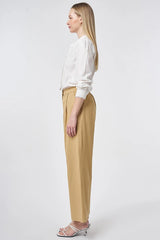 Wide-Leg Bundfaltenhose aus Baumwolle-Mix