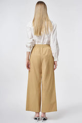 Wide-Leg Bundfaltenhose aus Baumwolle-Mix