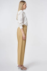 Wide-Leg Bundfaltenhose aus Baumwolle-Mix